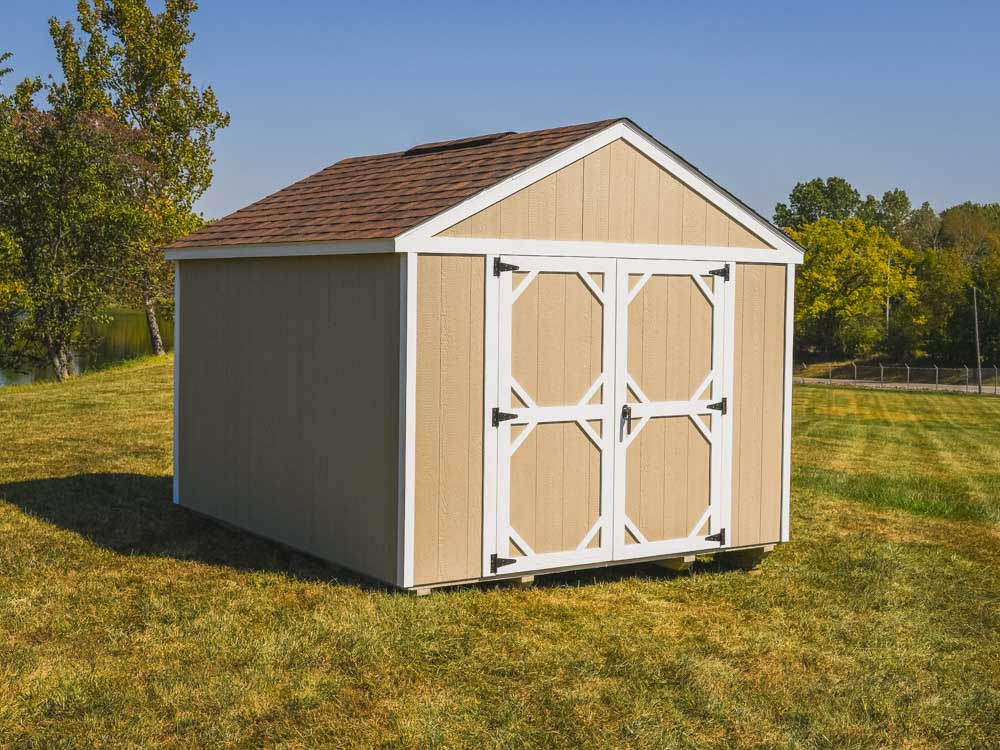 Tool shed in a backyard